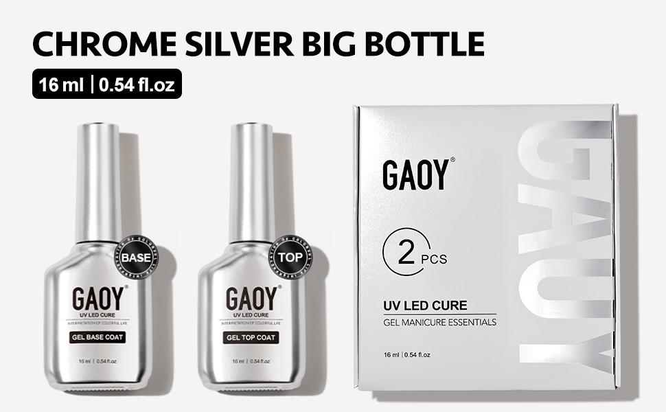 GAOY 16ml 2 Pcs Glassy Gel Top Coat and Base Coat Set Holiday Gift Pick,No Wipe Foundation Combination for UV Light Cure Nail Polish
