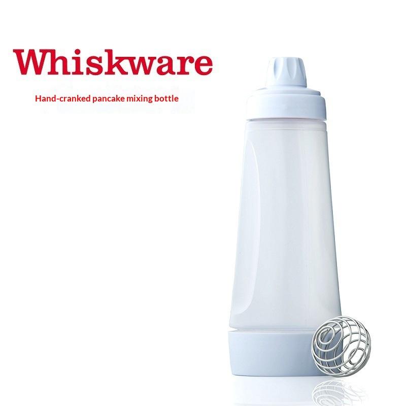 Hand-cranked waffle batter mixing bottle dispenser, cream mixing and dispensing pot with scale