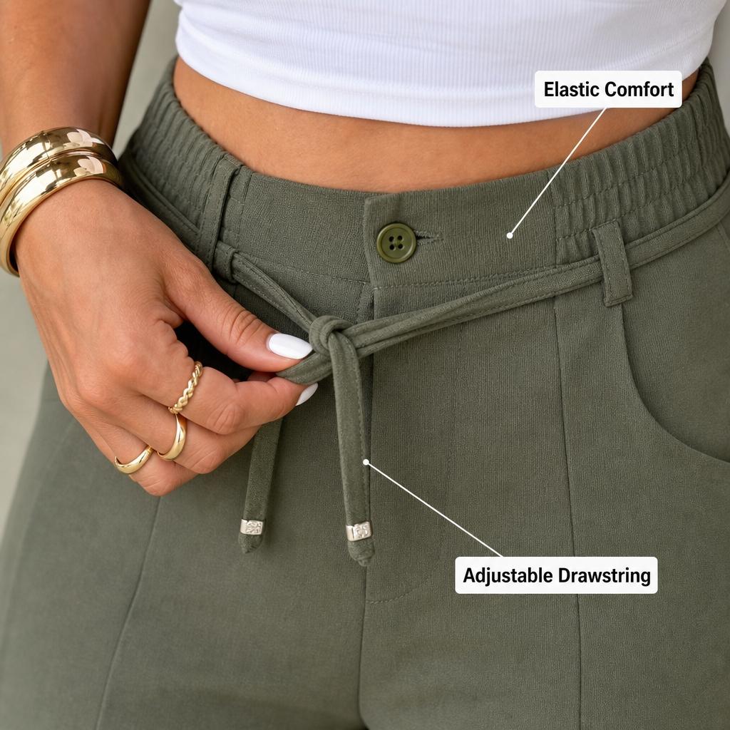 Women's Wide Leg Pants, High Waist Elastic Waist, Straight-Leg Trousers, All Seasons, Loose-Fitting, Office and Date Wear, Loose Legged Pants