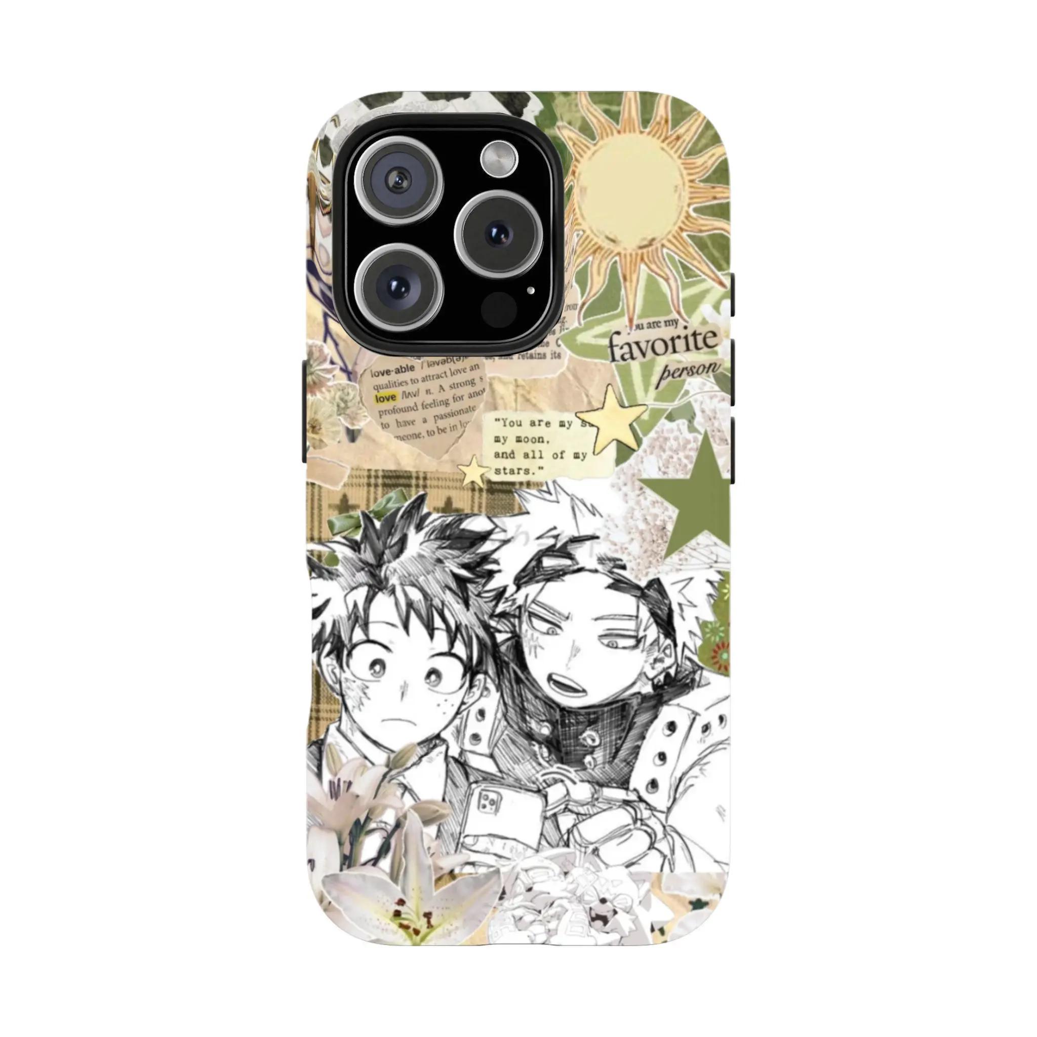 Bakug0 & Deku Besties Phone Case | Retro Manga Design,Compatible for iPhone 16 15 14 13 12 11 17Pro Max,for Samsung S25 S24 S23 S22 Ultra,Durable Dual-Layer design phone cover,Perfect Gift for Her