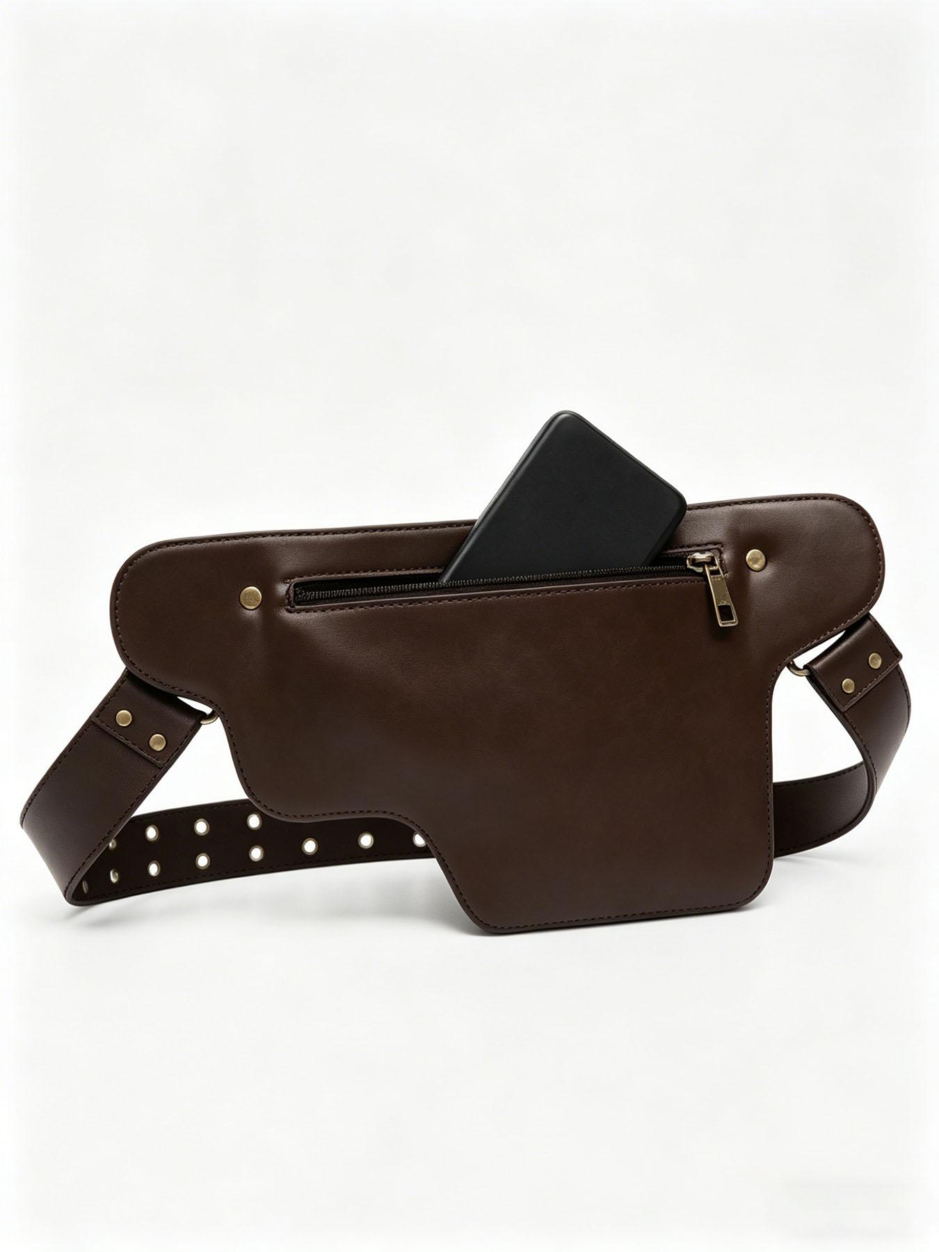 Unisex Streetwear Leather Fanny Pack, Convertible Thigh/Hip/Crossbody Sling Bag, Punk Tactical Waist Pouch, Waist Belt Bag for Men & Women, Festival & Daily Outfit