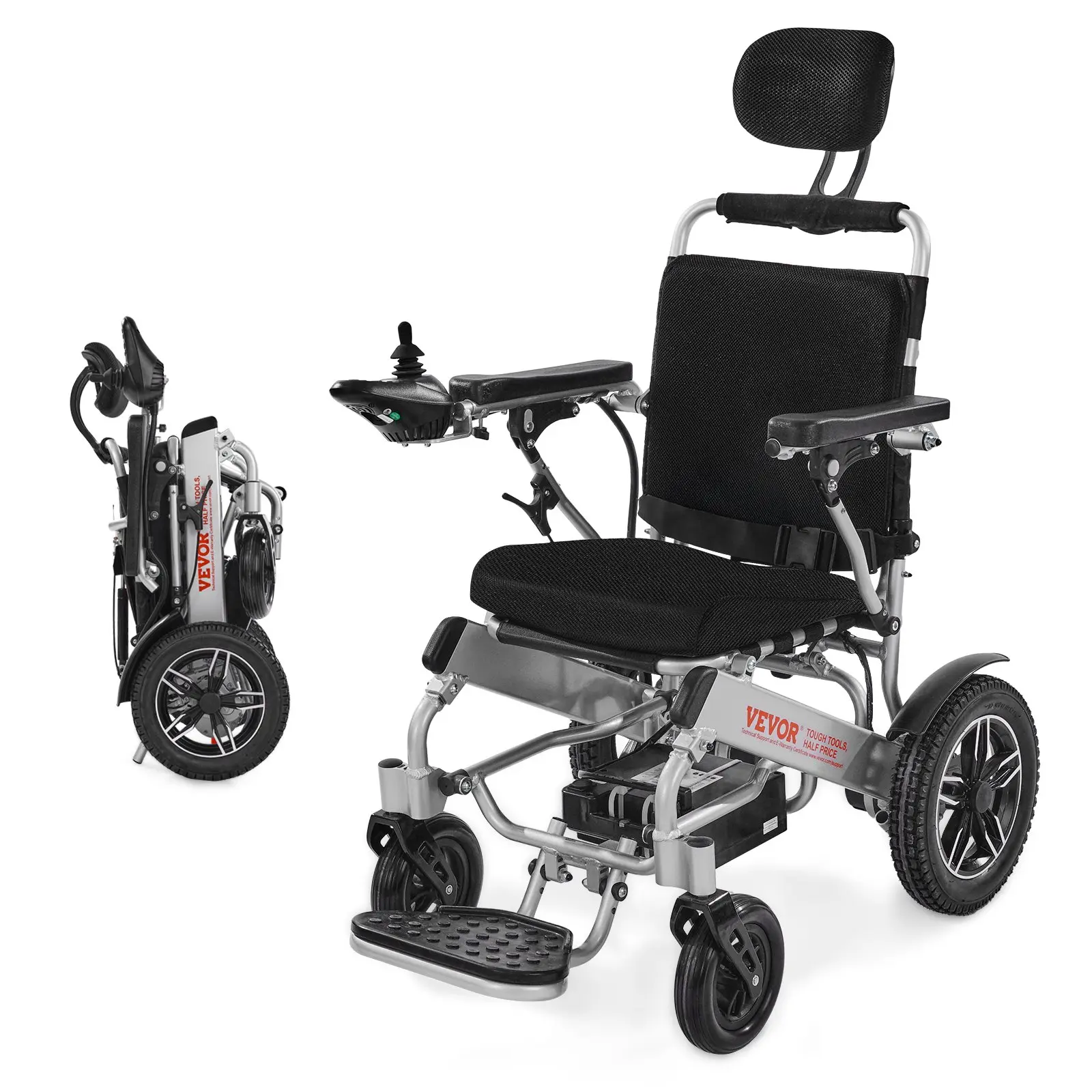 VEVOR Electric Wheelchair for Adults, 300lbs Capacity with Adjustable Backrest, Foldable Lightweight Motorized Wheelchair, 13-Mile Range, All-Terrain Powered Chair, Portable for Seniors Disabled
