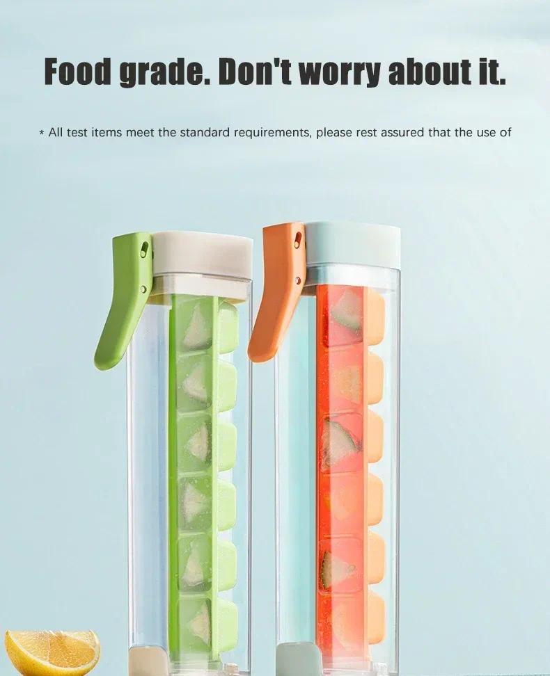 6 Grid Square Ice Cube Tray One Hand Press Silicone Ice Maker Mold Easy Release for Drinks Cocktails Home Kitchen