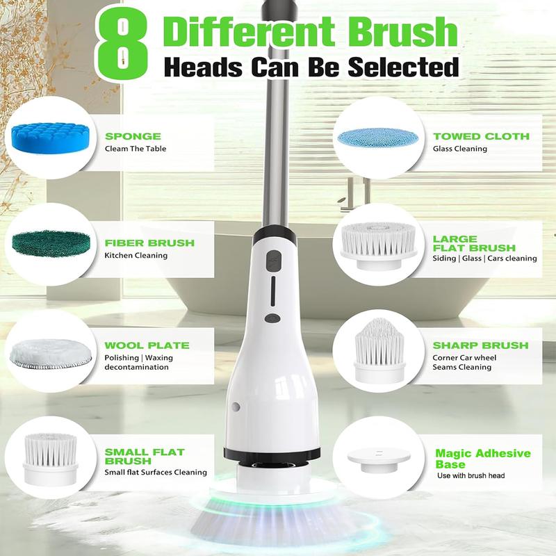 Electric Spin Scrubber, Electric Cleaning Brush with 4 Replaceable Brush Headsand, Cordless Shower Scrubber Full-Body IPX7 Waterproof, 3 Adjustable Extension Handle, 2-Speed for Bathroom, Kitchen, Toilet, Window, Pool, tiktok shop deals