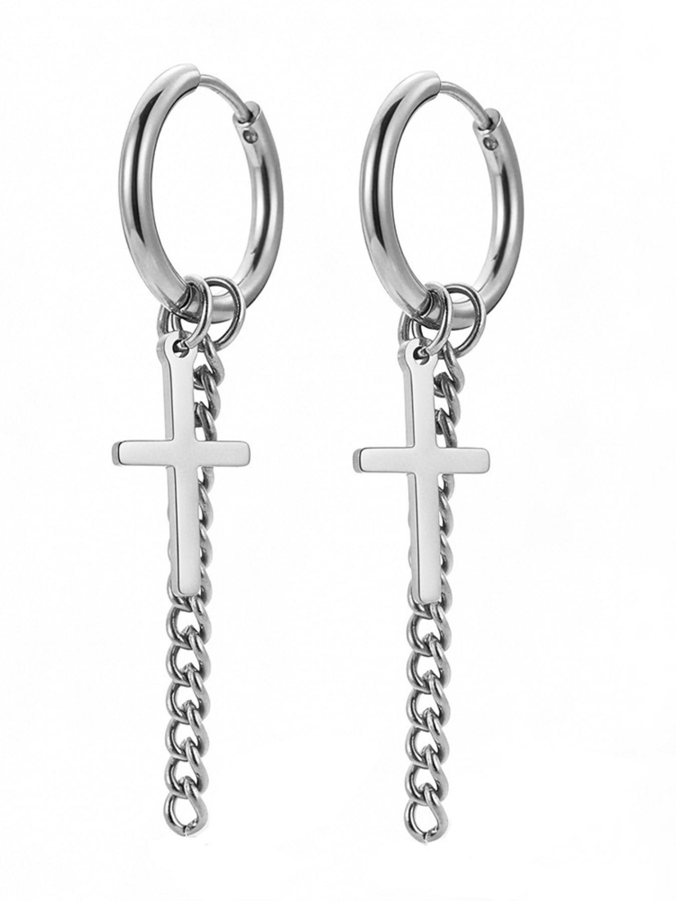 18K Gold-Plated Hip-Hop Punk Style - Unisex Cross Chain Earrings