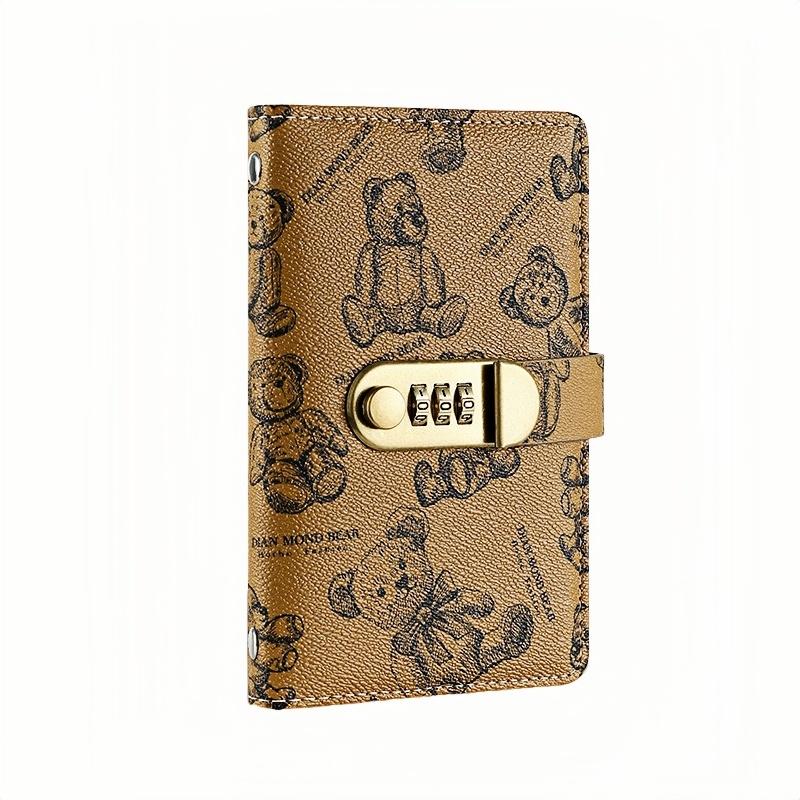 Bear Pattern Money Saving Wallet with Password Lock, A6 Cash Storage Album, Small Financial Management Binder, Holds Up to 100 Photos, Budget Planners, Monthly Budget Planner, Finance Checklist Organizer