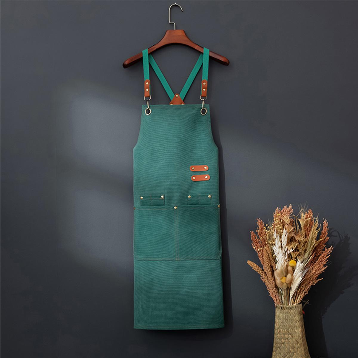 1PC Thick Canvas Chef Apron for Men and Women, Durable Workwear with Pockets, Ideal for Restaurant, BBQ, Baking, Painting, Gardening