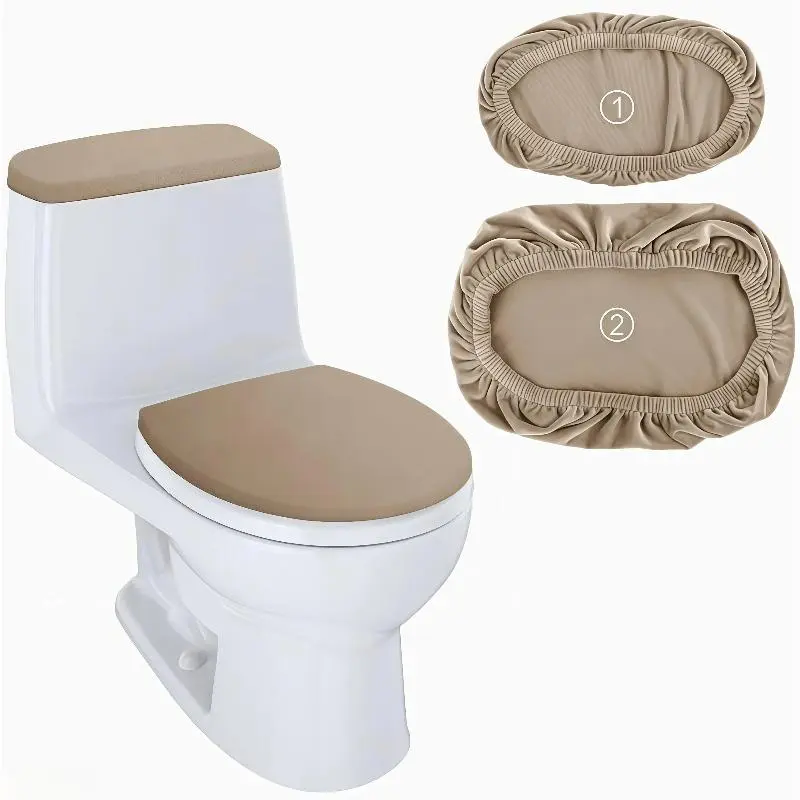 Soft Velvet Toilet Seat & Tank Cover Set, Elastic Washable Winter Toilet Cushion Covers, Warm Comfortable Bathroom Protector for Most Standard Toilets