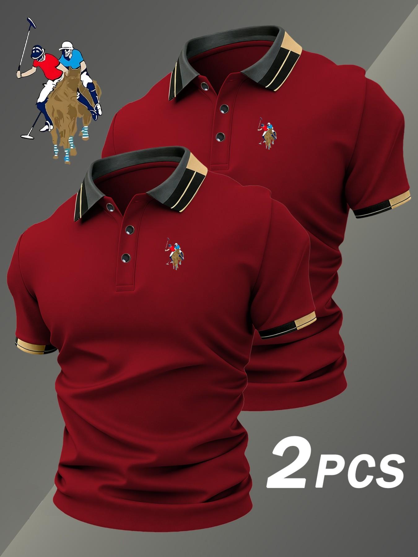 Two-Piece Hh4557 Paul Mccartney Knight Logo Print Men's Collared Shirt, Elastic Casual Breathable All-Season Comfortable High-End Polo