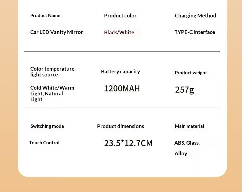 Car Sunshade Makeup Mirror, LED Touch Screen with Brightness Adjustment, Rechargeable HD Clear Makeup Mirror for Car Interior, Essential Car Accessory