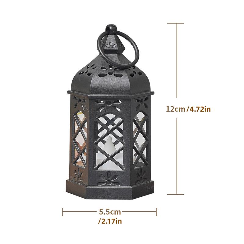 1/3Pcs/Set Ramadan Decorative Small Lanterns, Retro LED Electronic Candle-style Wind Lamps for Atmosphere, Eid al-Fitr Glowing Portable Lanterns, Hanging Lights for Festival Party Ambiance, Home Decoration