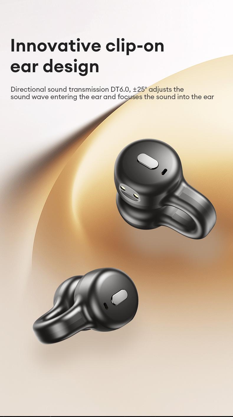 HYUNDAI CT11 Clip-on Design BlueTooth Earphone with LCD Full Color Touch Screen, Audio Wireless Headphones for Music & Phone Calls