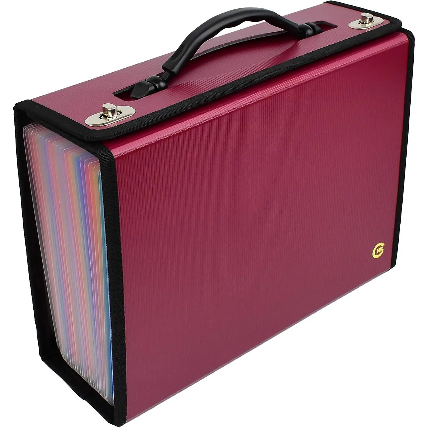 24-Pocket Accordion Expanding Letters Folder - Lockable Notebook & Paper Organizer with Tabbed Labels, Locking Clasps, Handle, Plastic Sheet Holder, Durable Document Storage for Letter-Size Paper, Letters Folders, Lockable Notebook Folders