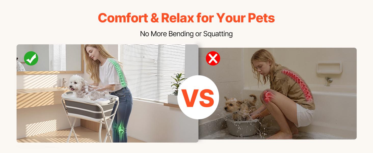 VEVOR Dog Bathtub, Elevated Dog Bath Tub, 2 in 1 Collapsible Pet Bathing Grooming Wash Station, Portable Foldable Space-saving, Built-in Drain Outlet with Drain Hose for Small Pet Cat, Gray White VEVOR Dog Bathtub, Elevated Dog Bath Tub, 2 in 1 Collapsible Pet Bathing Grooming Wash Station, Portable Foldable Space-saving, Built-in Drain Outlet with Drain Hose for Small Pet Cat, Gray White