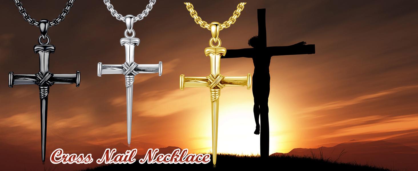 MEIDERBO  S925 sterling Silver Triple Cross Necklace  Pendant Jewelry Men's Gift Cuban Link Chain,Autumn New Arrivals,Graduation season gifts, birthday gifts,Jesus Faith Necklace