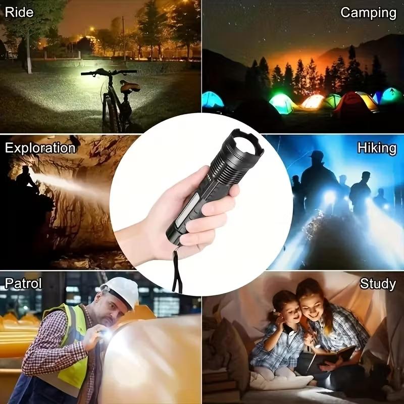 2Pcs High Lumen Rechargeable Flashlight LED Handheld Torch with Battery Display, Bright Tactical Light for Camping Hiking, Portable Outdoor Lamp High Lumens Flashlight