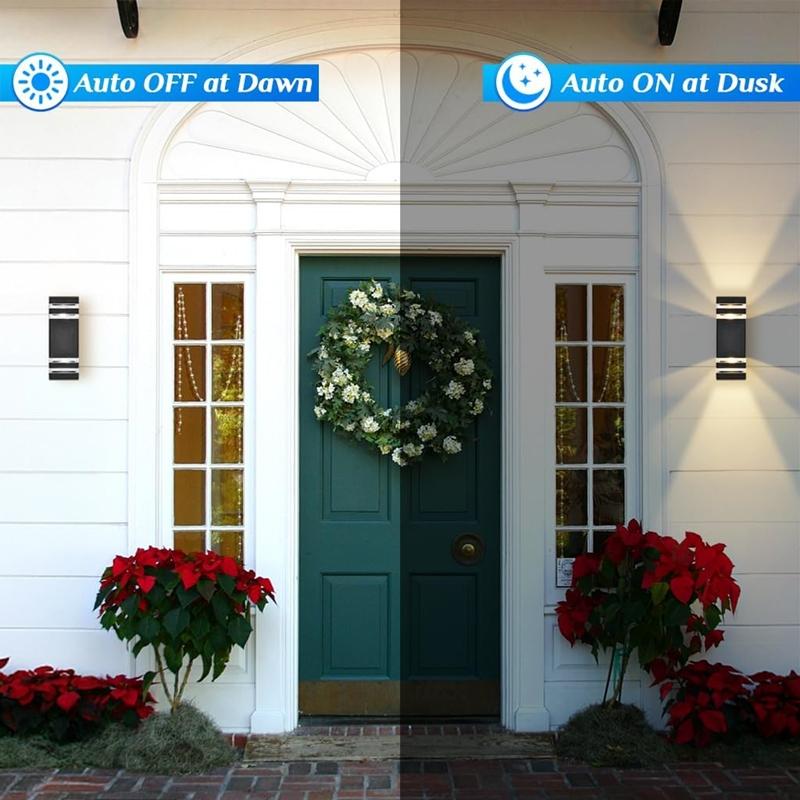 Outdoor Double-Head Wall Light with Plastic Shell, Up and Down Lighting, E27 Outdoor Waterproof Wall-Mounted Garden Lamp, Yard Lighting