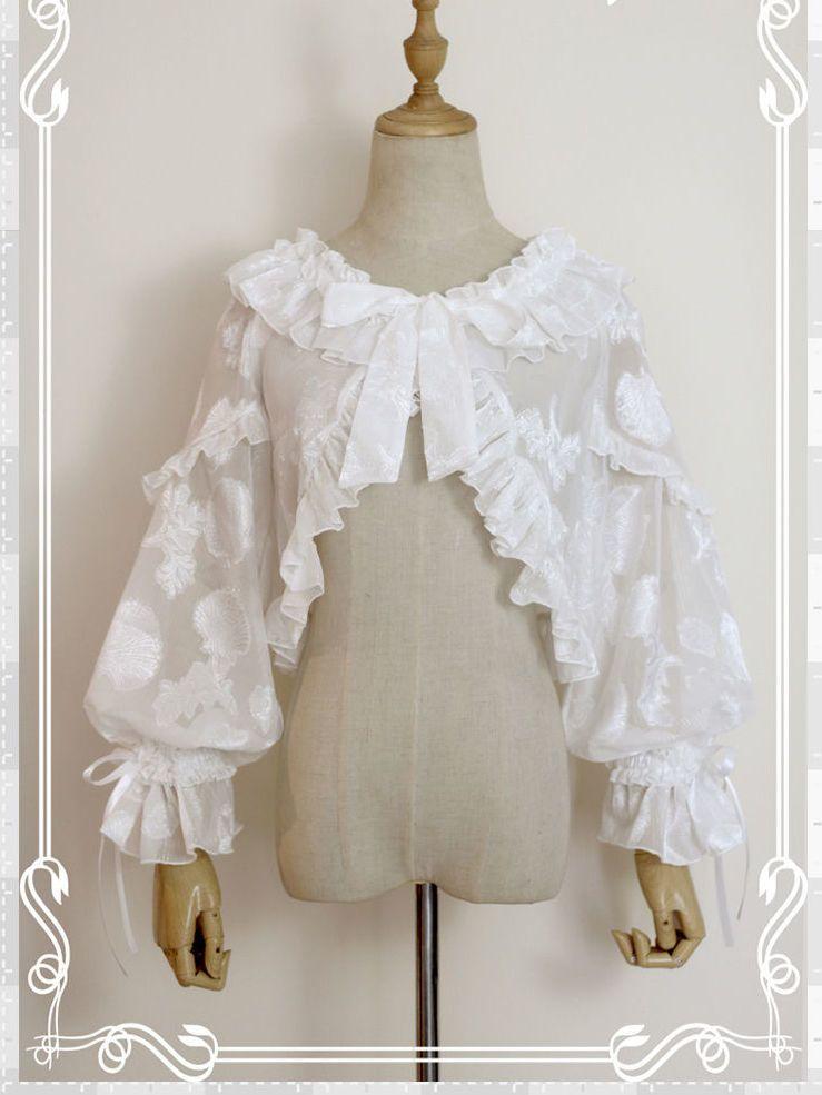 Lolita Style Thin Short Cardigan Women's Long Sleeve  Crop Tops Blouses Shirt Gothic Cosplay Outfits Streetwear