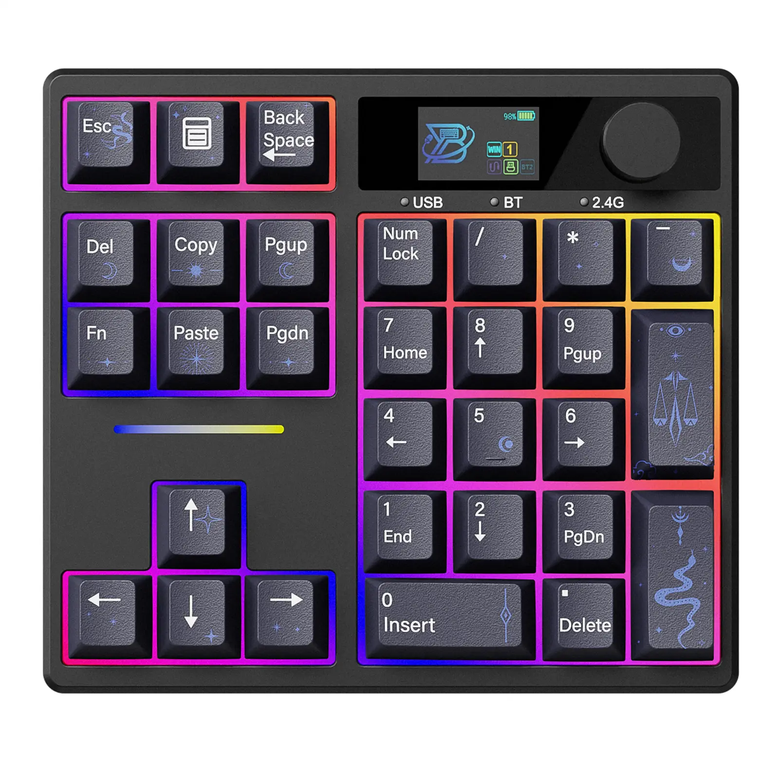 TD31Pro Mechanical Number Pad,Bluetooth5.0/2.4G/Type-C Wireless Numeric Keypad,RGB HotSwap Numpad with Screen&Knob,PBT Keycaps Gasket keypad Programmable for Win/Mac/Gaming