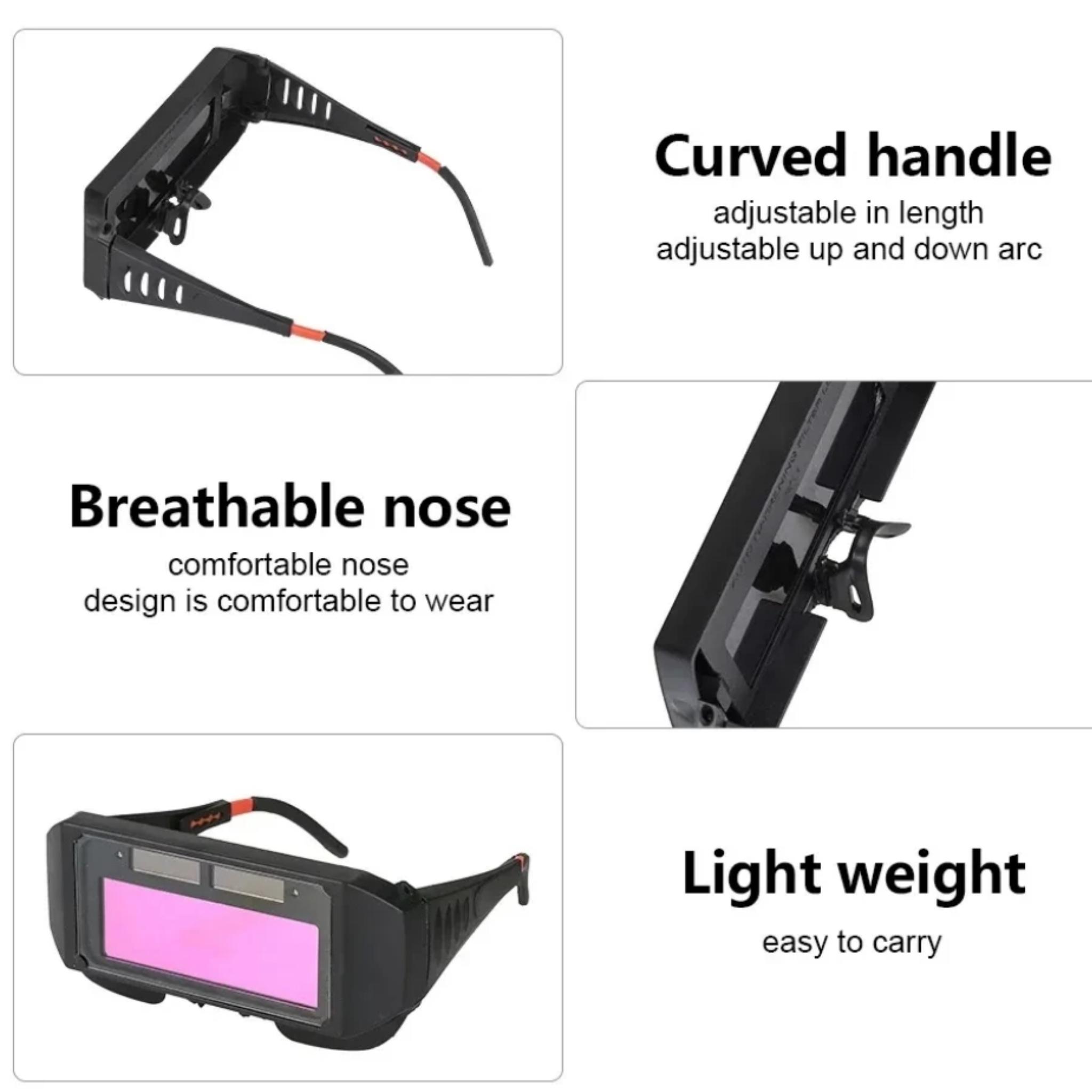 Auto-Darkening Welding Goggles | Adjustable Strap Goggles UV/IR Protection & 1/28000s Reaction - TIG/MIG/ARC Helmet with Clear Lens*5 Welding goggles Industrial Heavy Duty