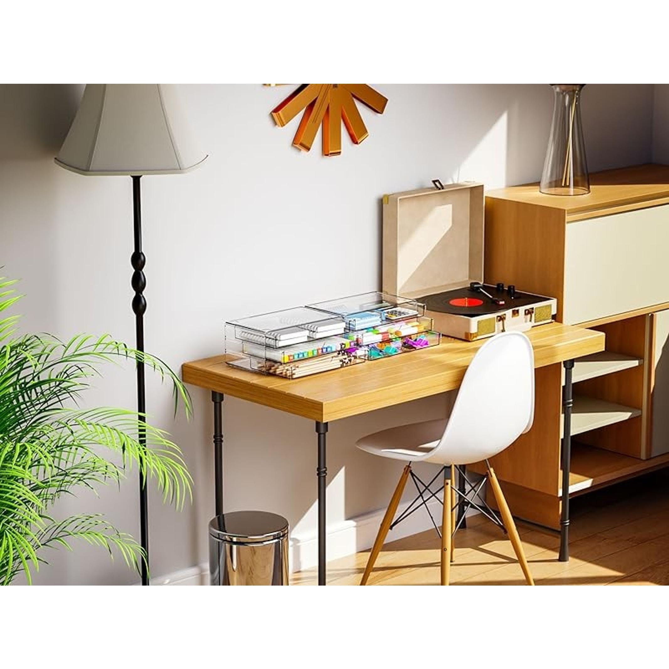 2 Pack Acrylic Storage Drawers With 6 Drawers,Stackable Desk Organizer and Makeup Organizer,Large Clear Office Supplies Organizer for Pen,Stationary,Palettes,Arts Craft Organizers and Storage