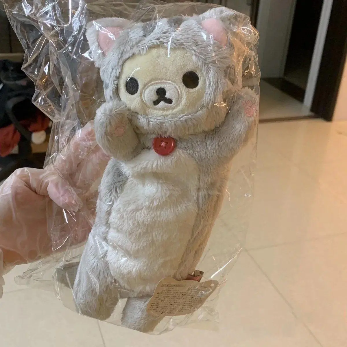 Cutejapanese Rilakkuma Bear Sister Transformed Cat Plush Pencil Bag Cartoon Large Capacity Pencil Case Storage Bag Portable Gift