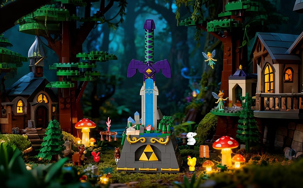 Zelda Master Sword Building Block Set - 455 Plastic Blocks, Legendary Hero Weapon Model Kit for Adults/Teens, Home Office Desk Gaming Room Decor Display Gift, Building Block Sets, Zelda Sword