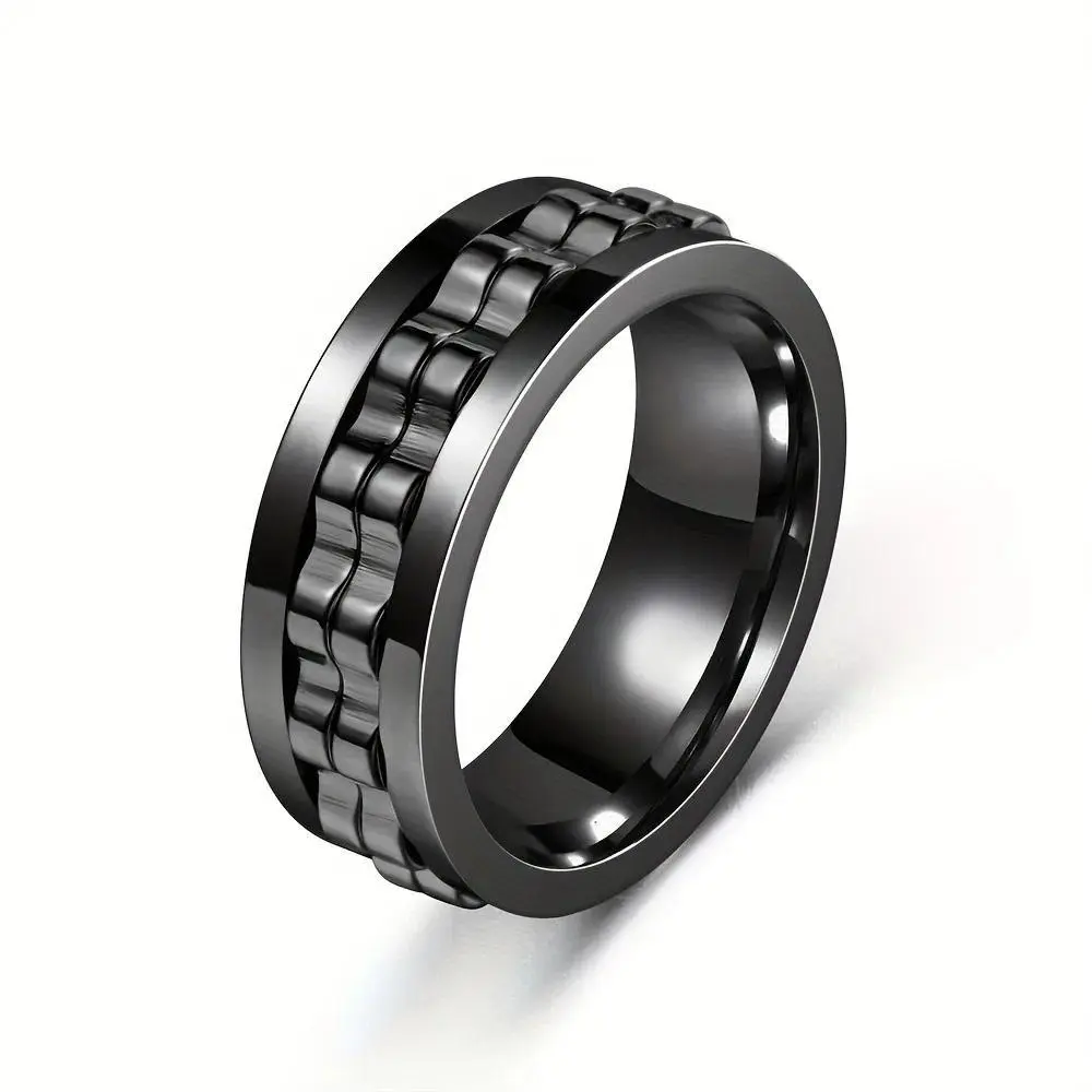 Men's Rotatable Gear Ring Stress-Relief Anti-Anxiety, Fidget Band Multi-Size Modern Design for Casual Wear