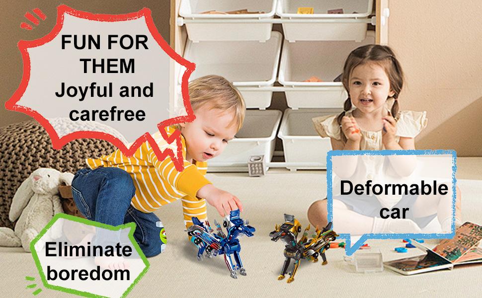 Dinosaur Transforming Car Toy, Magnetic Cars Transform into Dinosaurs,Fun - Collision Transformation Car Toys for Boys & Girls|Party Favors Gift for Birthday, Christmas (Blue) dinosaur toysdinosaur toys collision transforming dinosaur car toy