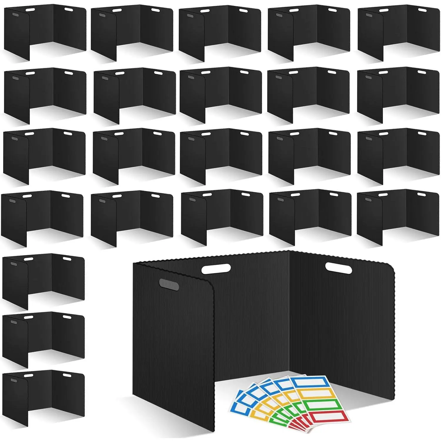 24 Pcs Desk Dividers for Students Plastic Durable and Waterproof Privacy Folders Shields Test Dividers with Classroom Privacy Boards for School Study Teacher Supplies (24pcs Black)