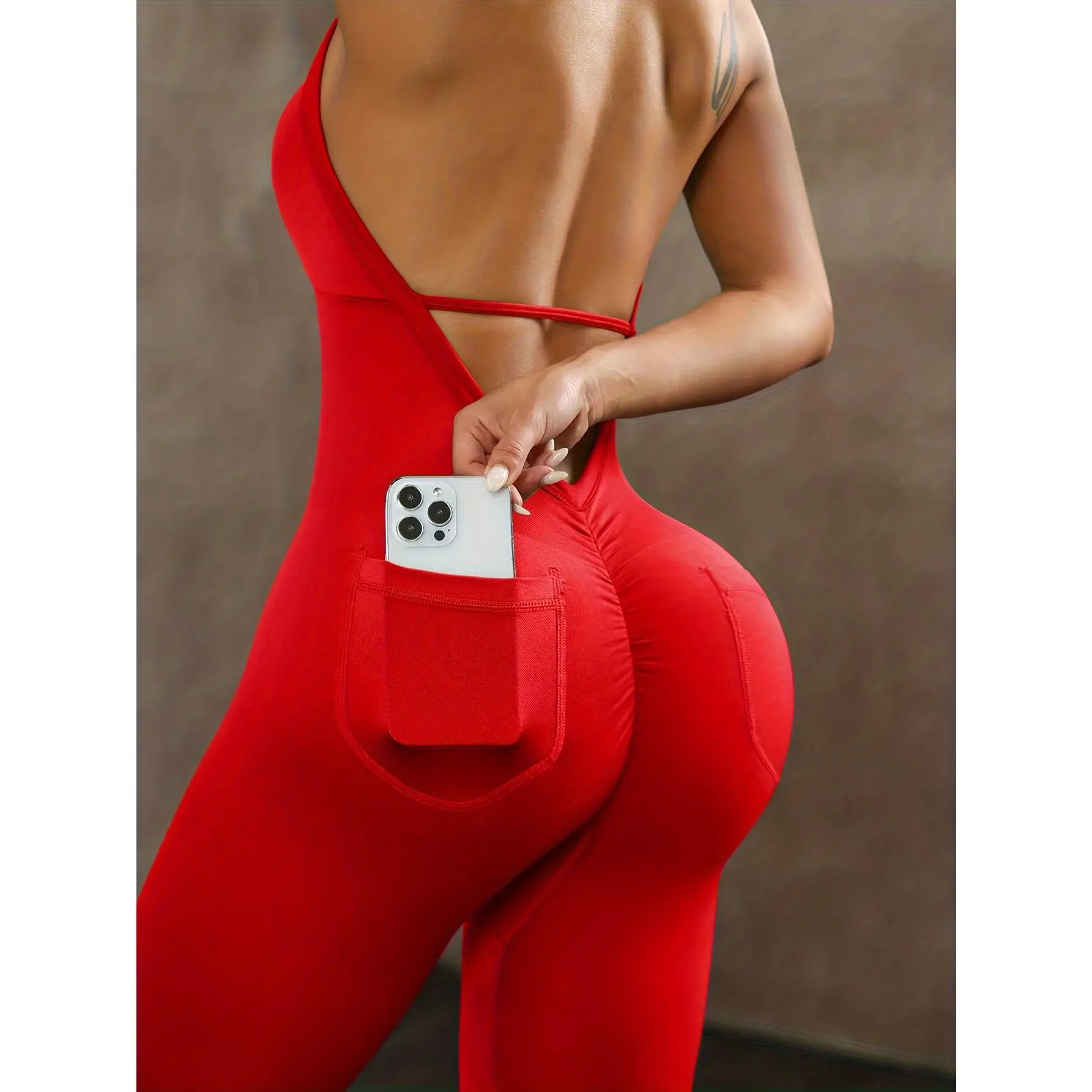 Women's High-waisted Bodycon Bodysuit with Sexy Back and V-cut Hip Design, Stretchy Sleeveless Bodysuit Suitable for and Casual Wear, Fashionable Y Style, Ultra-stretch Fabric
