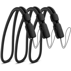3 Pack Black Adjustable Hand Wrist Strap Lanyard