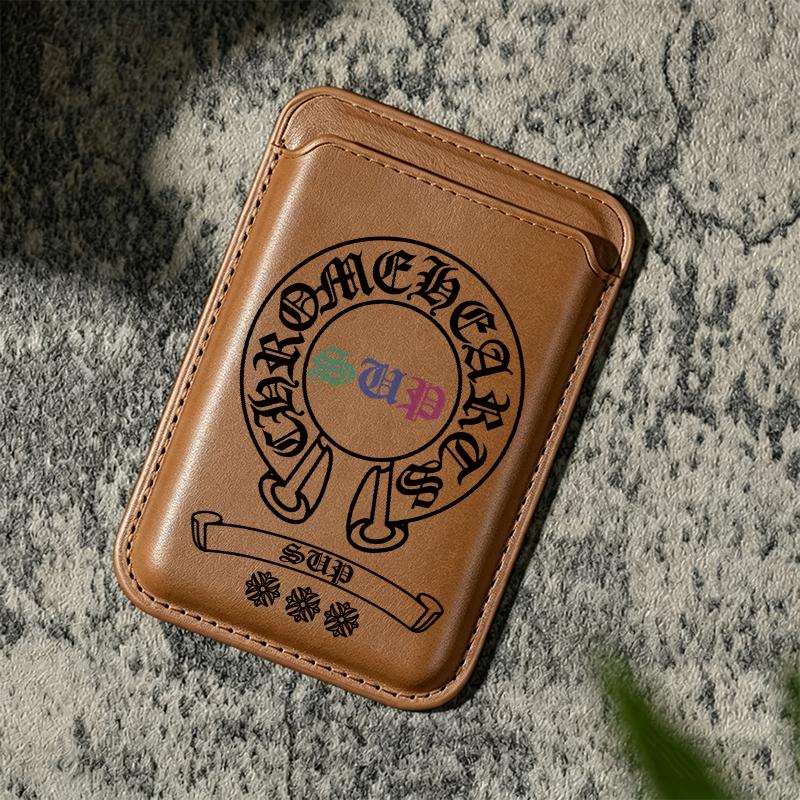 Colorful sup magnetic card holder for iPhone 17/16/15/14/13/12 - Strong magnetic polyurethane leather card holder (can hold 2 cards), comes with a free metal ring adapter - compatible with Samsung/Google/Motorola devices