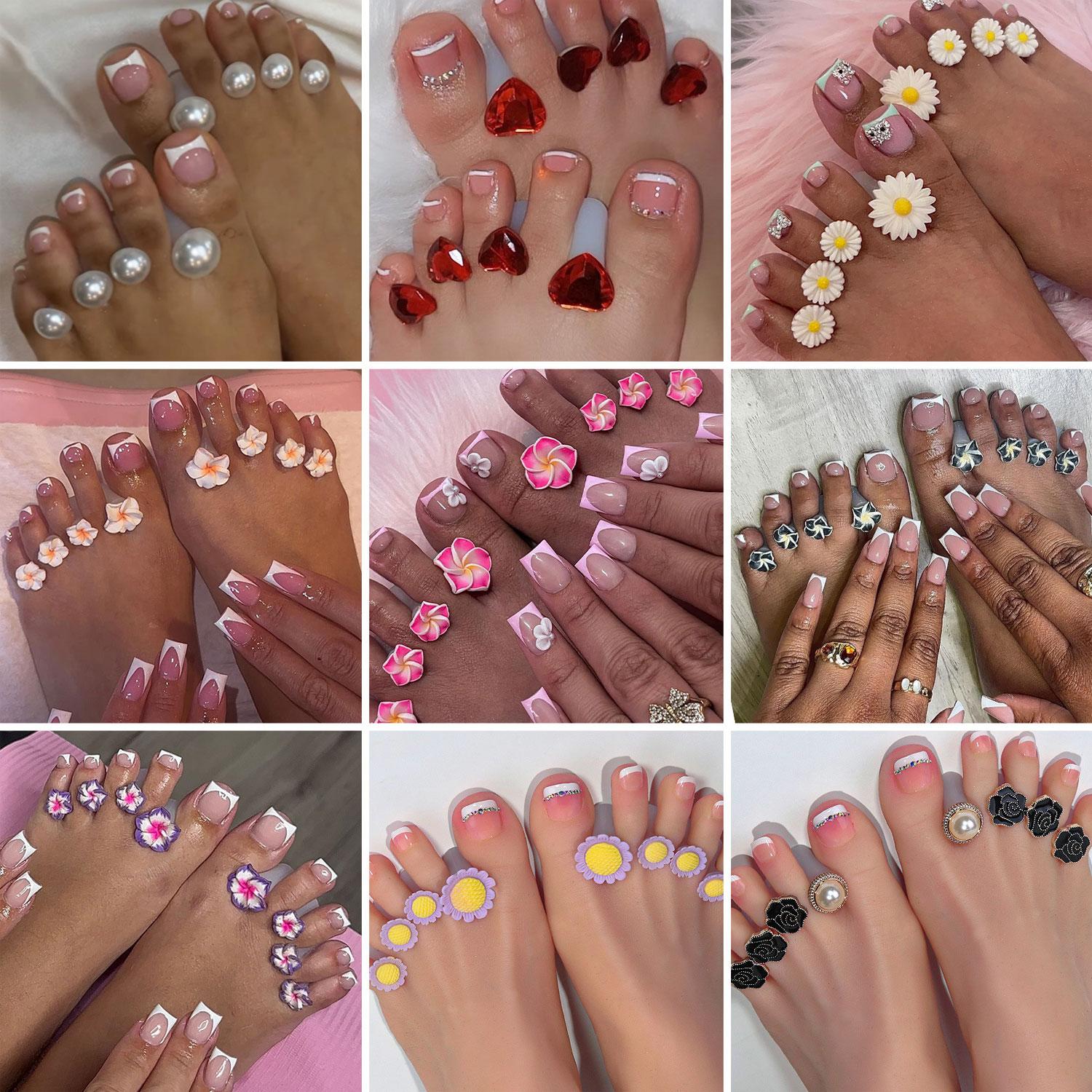 Nail Silicone Finger Splitter Toe Splitter Daisy Water Drip Rhinestone Decorative Nail Tool Toe Divider Nail Care Special Accessories 8 pcs/pack