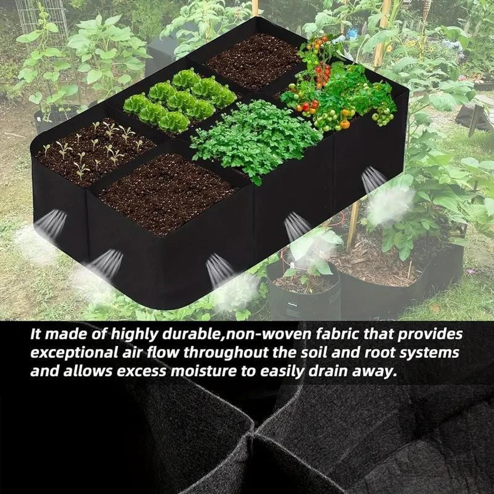 8-section Garden Bed, Elevated Planting Boxes, Vegetables growing planter, Breathable Raised Planter for Vegetables, Rectangle Planting Container for Indoor/Outdoor Gardening, Rectangular Garden Planter, Raised Garden Beds