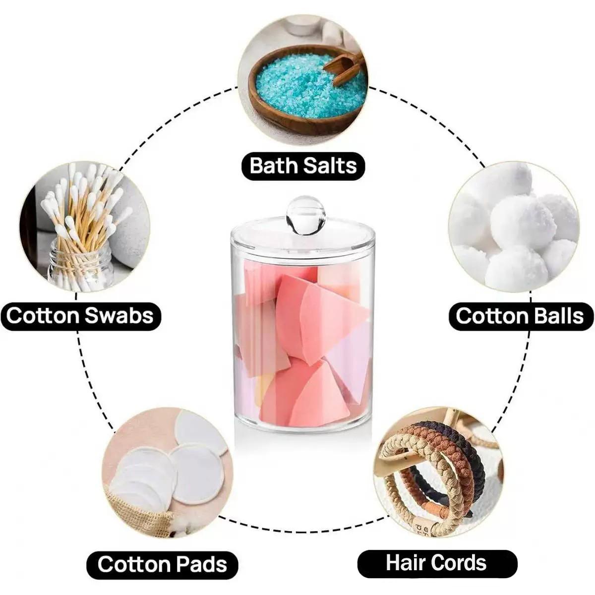 Clear Plastic Transparent Storage Box, 3 Counts/set Modern Simple Storage Jar Canister with Lid, Bathroom Accessories Set, Home Organizer for Cotton Swab, Ball, Pads, Floss, Bottles Containers