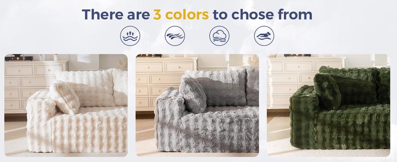 MAXYOYO 104" Modular Sectional Couch with L-Shape Chaise, Modern Boneless Couch for Living Room, Sofa in A Box, Faux Fur Sofa Sleeper with Deep Seat, No Assembly Required