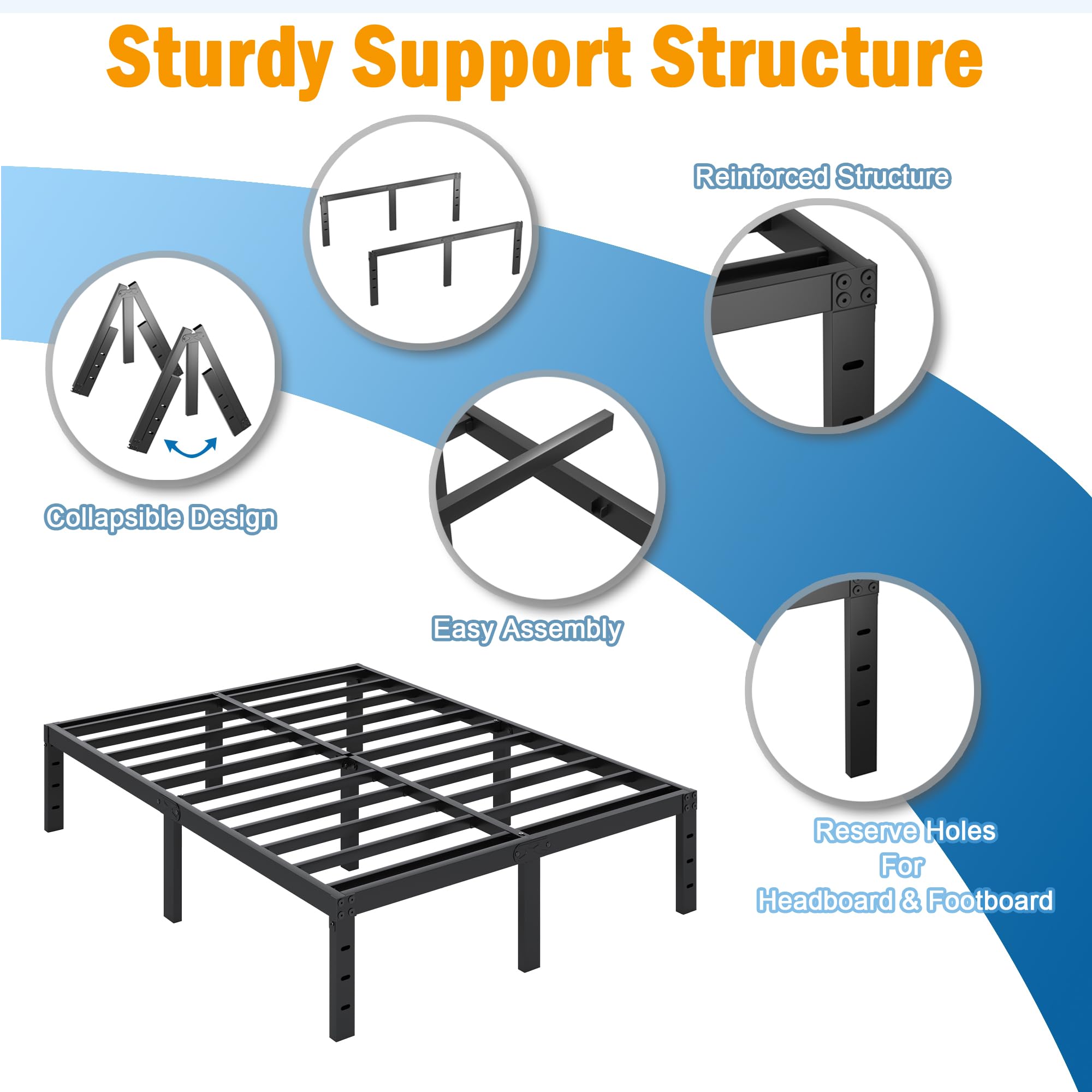 Edenza1-Twin Bed Frames, 16 Inch Heavy Duty Metal Platform Bed Frame Twin Size Support Up to 3500 lbs, No Box Spring Needed/No Shaking/Steel Slat Support/Noise Free/Easy Assembly Heavy Duty Queen Size Metal Bed Frame affordable  bed  frame