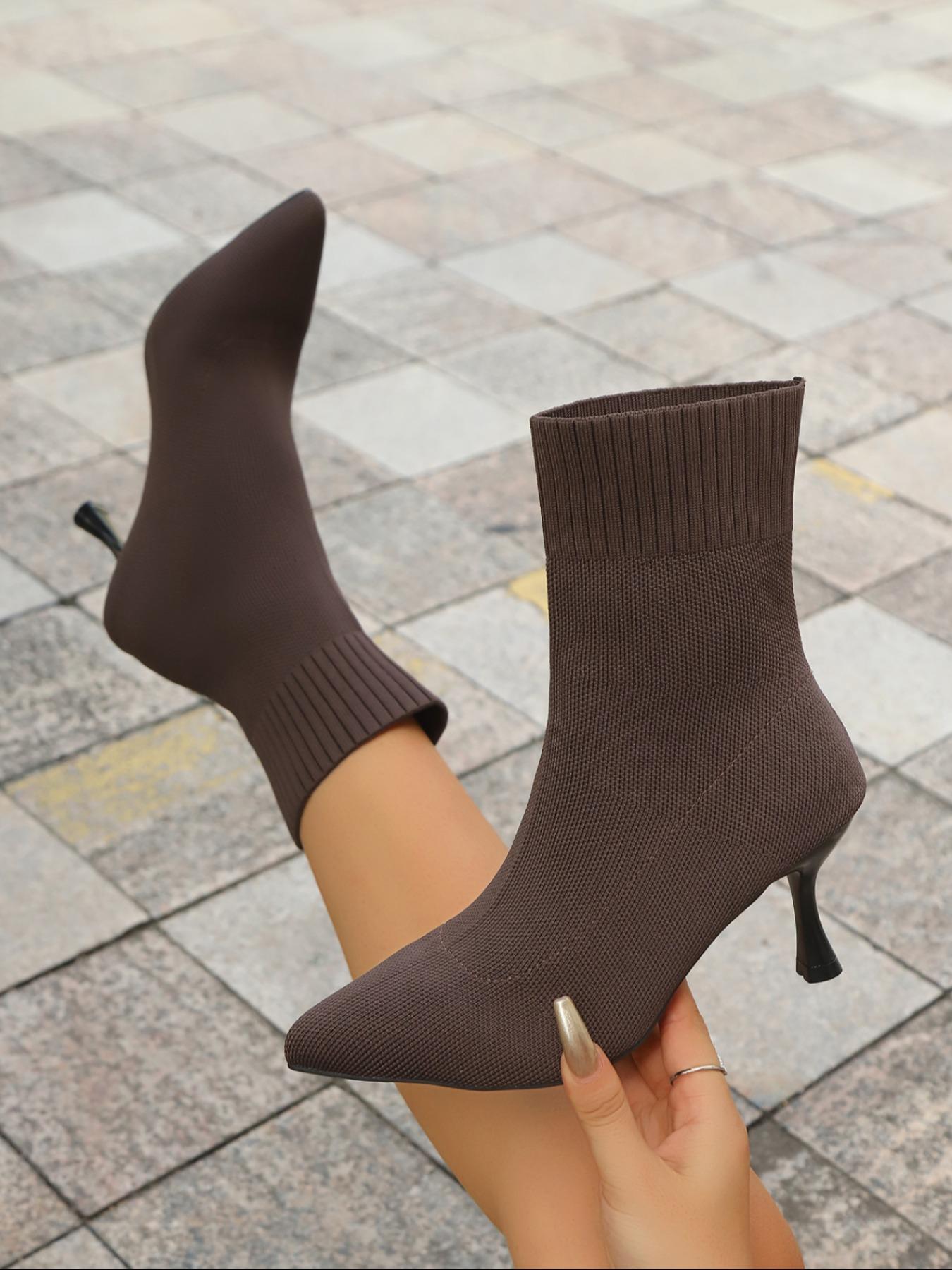 Women's New Stretch Knitted Socks Boots, Elegant Women's Pointed Stiletto High Heels, Trendy Versatile Women's Stiletto Heeled Boots, Suitable for Daily and Evening Banquet Wear, Ideal Gift Choice