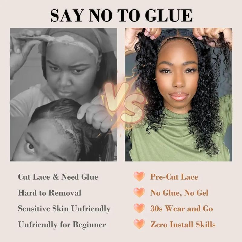 Bling Hair Glueless Wigs Deep Wave Human Hair Wig 6x4 Pre-Cut Curly Water Wave 5x5 7x5 9x6 Lace Closure Wigs 180% Density Ready Go Wigs For Women