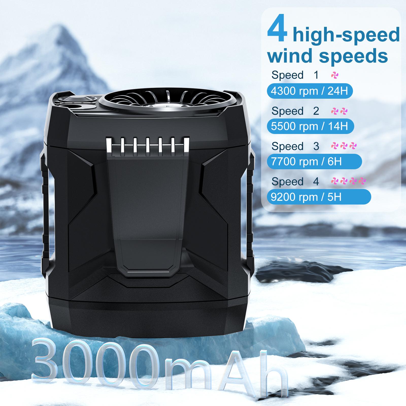 AKLLCCR  Multifunction Fan, Rechargeable Desktop & Neck & Belt Waist Fan, Clip-on Car Fan, Handheld Portable Personal Fan, 4-Speed Wind Adjustable, Fast Air Cooling for Outdoor, Work, Workout, Office, Makeup, Kitchen