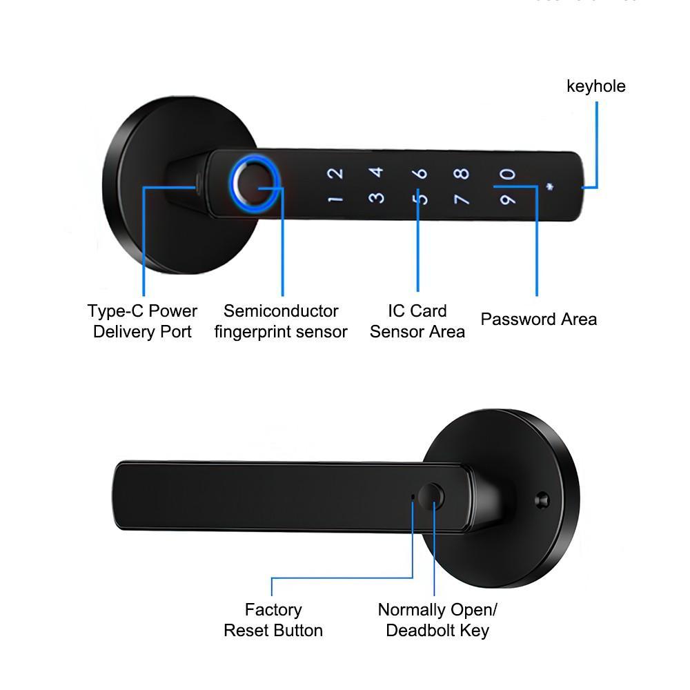 Upgraded Biometric Fingerprint Door Security Lock, Keyless Keypad Entry with Bluetooth and App Compatibility, Batteries Included, Easy to Install Smart Home Gadget, Fits 30mm-55mm Door Thickness, Smart Home Gadgets