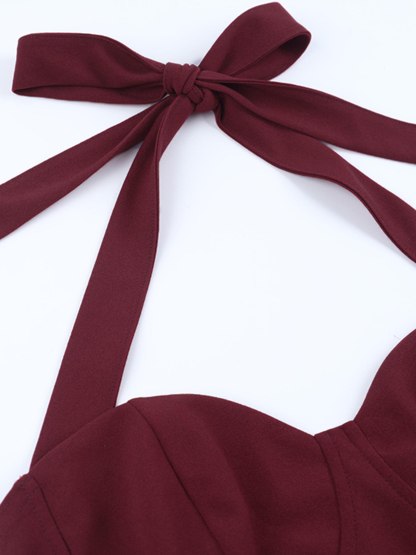 Backless Strapless Plain Slim Fit Slit Dress, Sexy All Season Women's Clothing, Perfect for Casual & Daily Wear