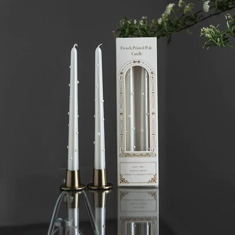 2-Pack Pearl Long Stick Aromatherapy Candles, Hotel Atmosphere Desk Decor, Centerpiece Decorations, Romantic Smokeless Pearl Candles, Home Decoration for Night, Valentine's Day, Wedding Anniversary, Birthday Party