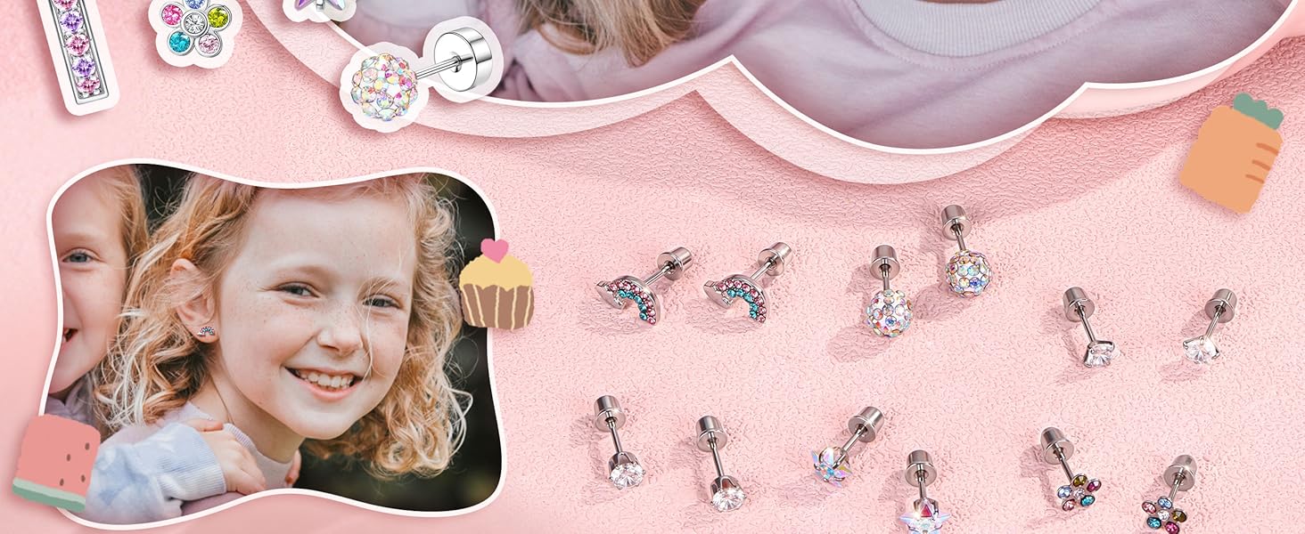 MILACOLATO Hypoallergenic Earrings For Girls Women Surgical Stainless Steel Screw Back Earrings Set For Sensitive Ears Kids Earrings Toddler Earrings Cute Girls Earrings MILACOLATO Hypoallergenic Earrings For Girls Women Surgical Stainless Steel Screw Back Earrings Set For Sensitive Ears Kids Earrings Toddler Earrings Cute Girls Earrings