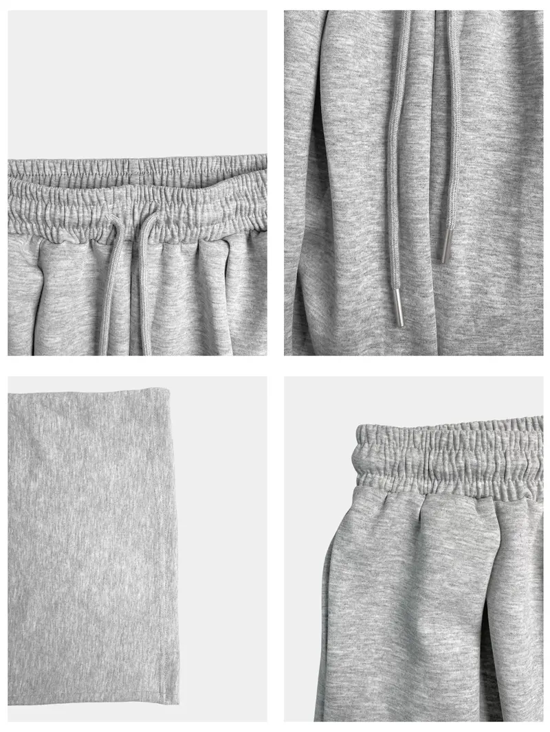 Women Elastic Waist Cuffed Jogger Pants, High Waist Baggy Wide Leg Sweatpants With Drawstring Ankle, Casual Streetwear for Lounging Daily Going Out