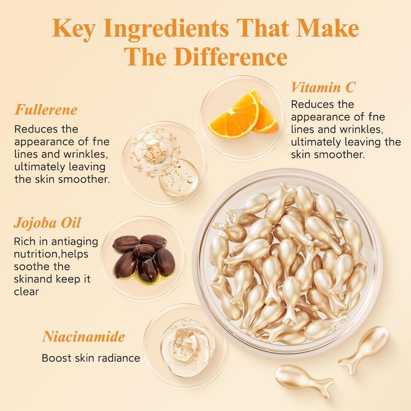 Firming Ordinary Essence,Comfort Vitamin E Collagen Face Skincare SerumCapsule,Face Skin Brightening Hyaluronic Acid EssenceCapsules.