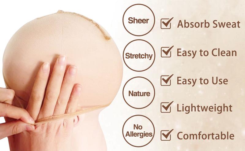 4PCS HD Wig Cap for Lace Front Wigs - Stretchy Nylon Stocking Wig Caps for Women, Perfect for Wig Installations