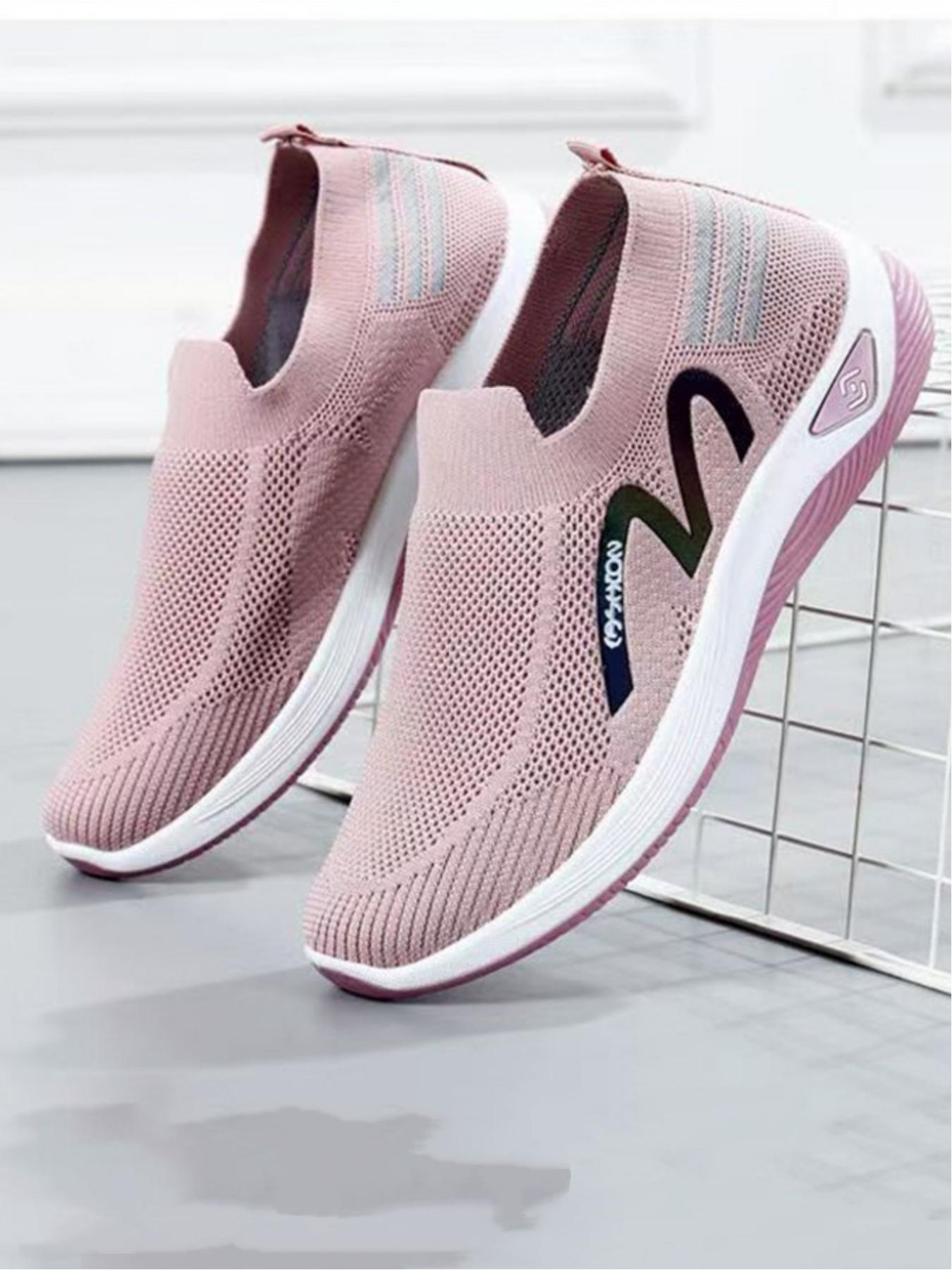 Ladies' casual sports shoes with a woven mesh upper that is breathable and comfortable. The one foot style is easy to put on and take off, suitable for daily commuting, outdoor leisure, running, fitness, hiking and other sports scenes