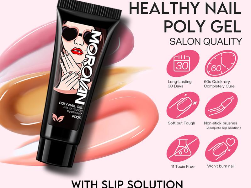 Morovan Professional Poly Gel Nail Kit 8 Colors Poly Gel Kit with U V Lamp 48W and all nail tools for Beginners with Everything